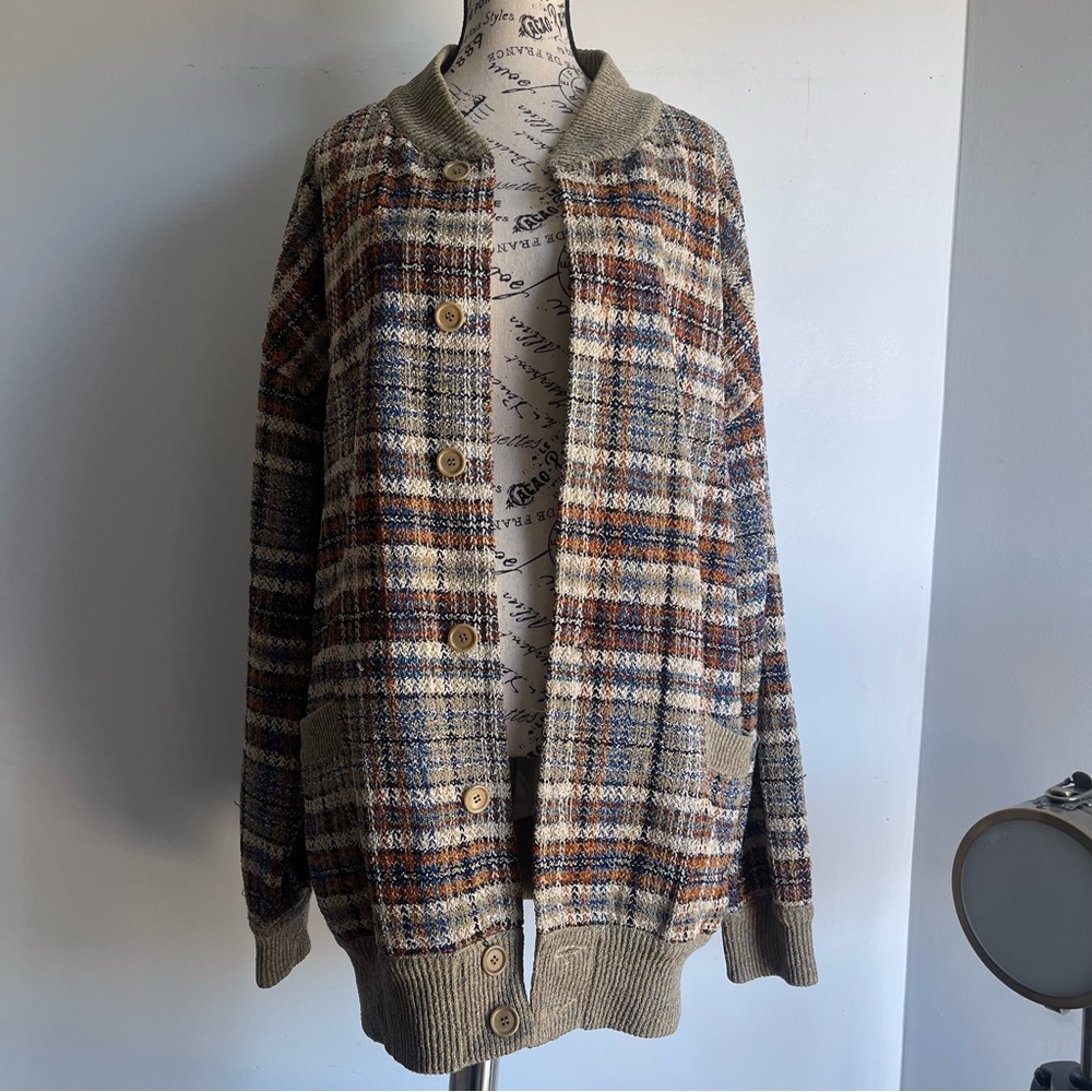 Missoni Boyfriend Multicolor Plaid Vintage 80’s Cardigan Sweater